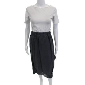 Banana Blue Women Peasant Skirt Dark Gray 100% Linen Solid Size M